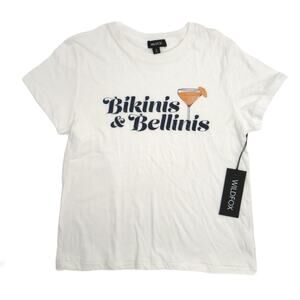 Wildfox Bikini & Bellinis White Graphic Tee Tshirt Small New With Tag